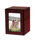 Wooden pet urn with photo frame
