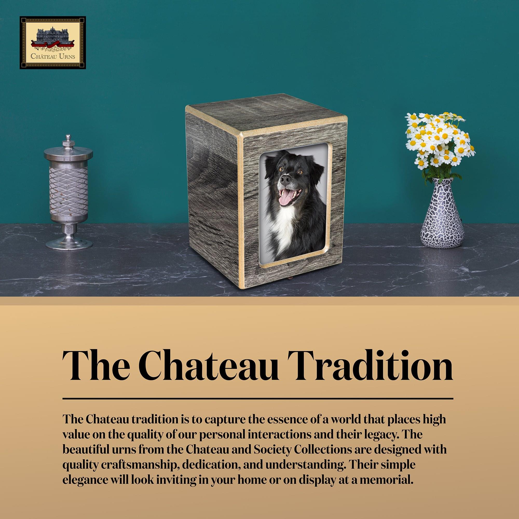 Society Collection-Small-Photo Pet / Keepsake Cremation Urn-Coastal Gray Finish - chateau-urns