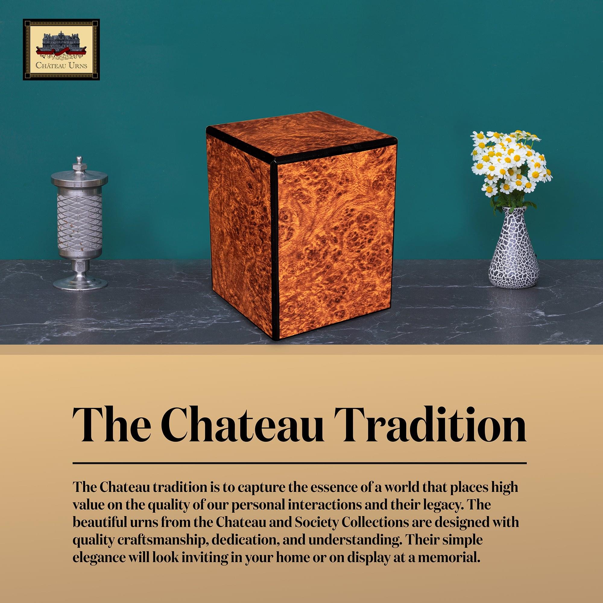 Society Collection-Small Keepsake/Pet Cremation Urn-Burl Wood Finish - chateau-urns