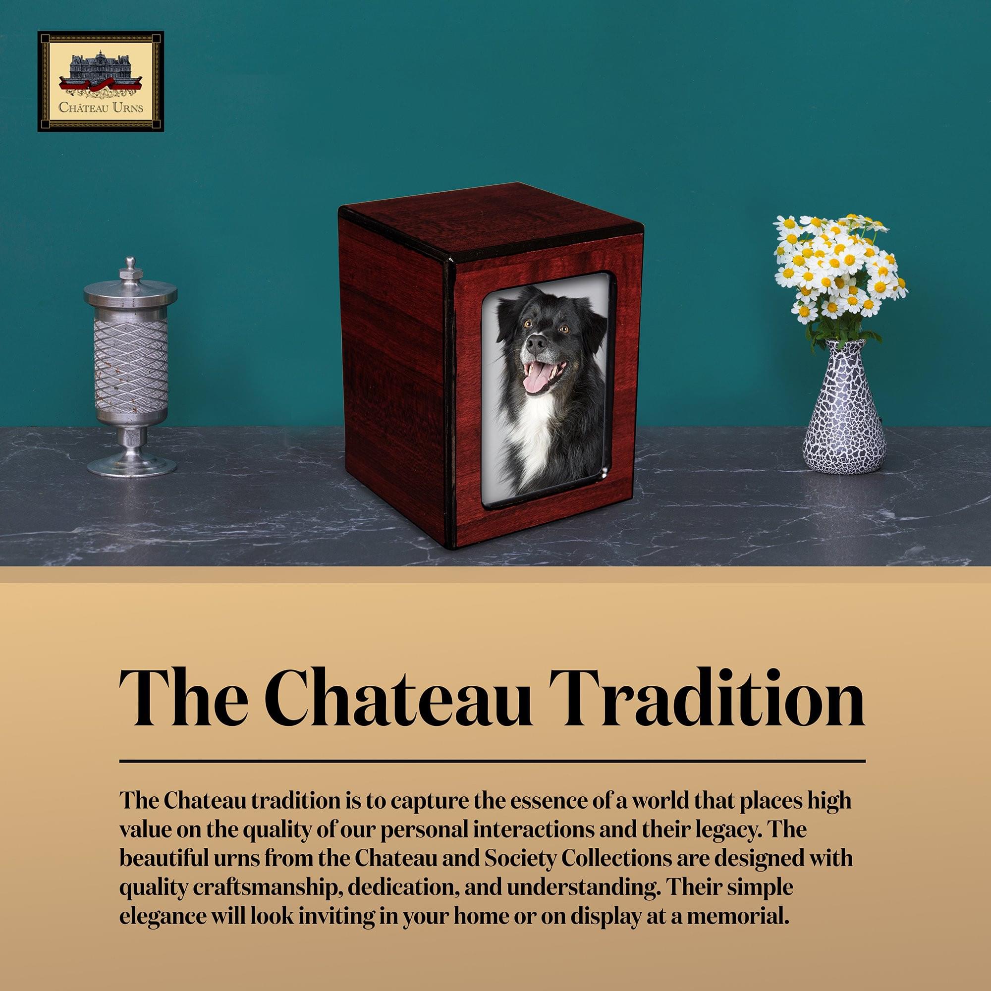 Society Collection-Small-Photo Pet / Keepsake Cremation Urn-Cherry Finish - chateau-urns