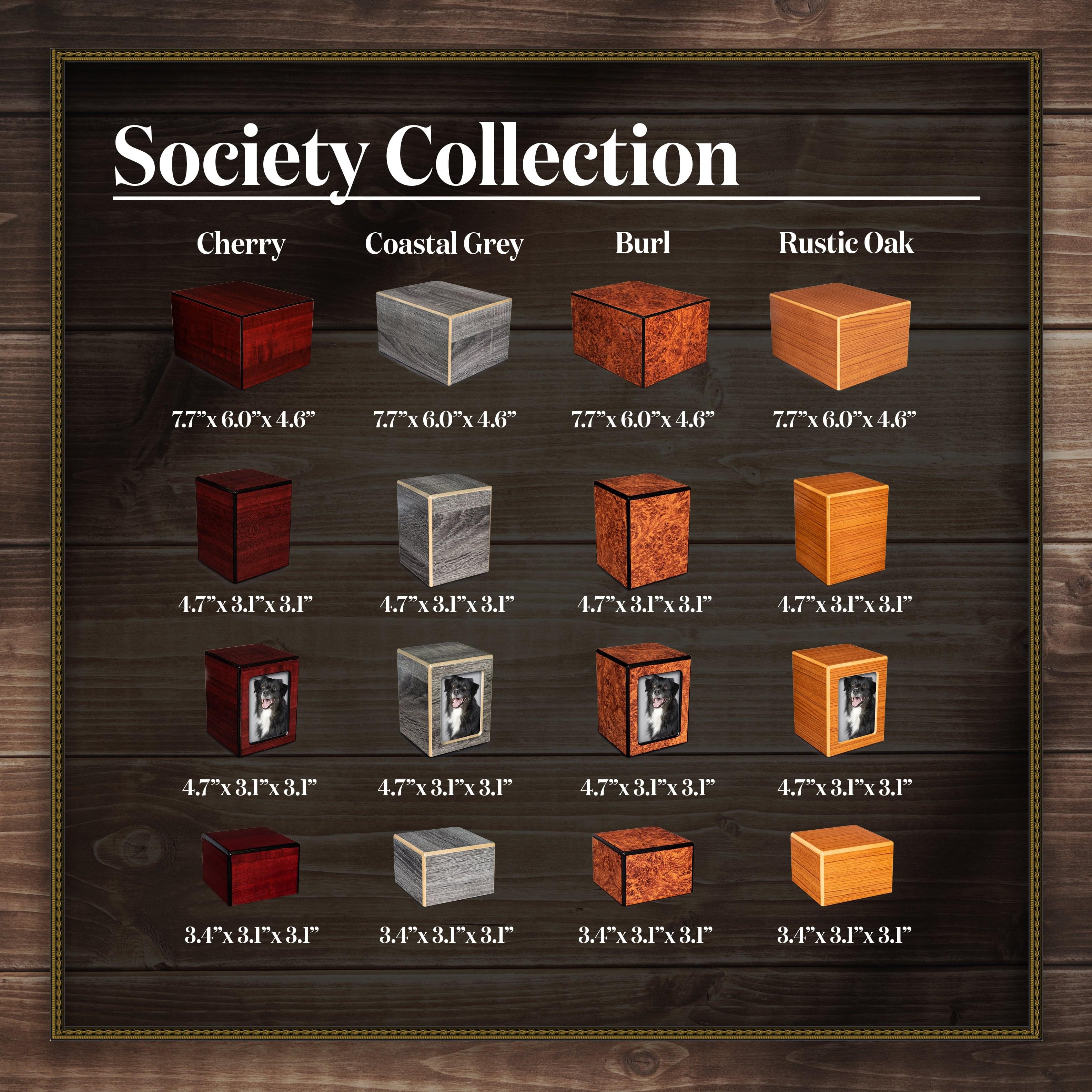 Society Collection-Small-Photo Pet / Keepsake Cremation Urn-Cherry Finish - chateau-urns